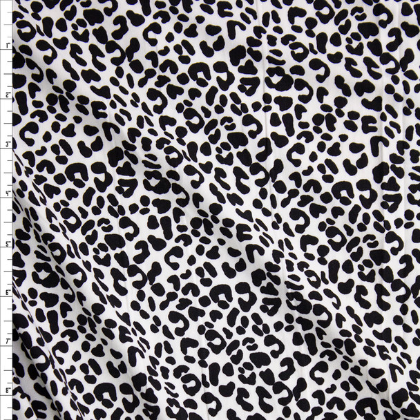 Black on White Cheetah Print Double Brushed Poly/Spandex Fabric By The Yard