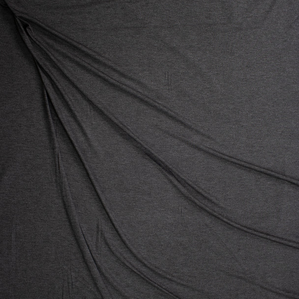 Charcoal Midweight Stretch Rayon Jersey Fabric By The Yard - Wide shot Charcoal Midweight Stretch Rayon Jersey Fabric By The Yard - Wide shot