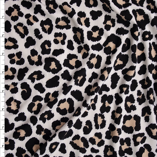 Light Leopard Print Double Brushed Poly/Spandex Knit Fabric By The Yard
