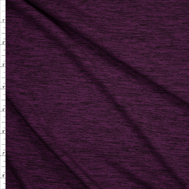 Plum Space Dye Moisture Wicking Designer Athletic Knit Fabric By The Yard
