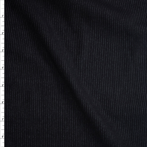 Black Heather Stretch Cotton Rib Knit Fabric By The Yard