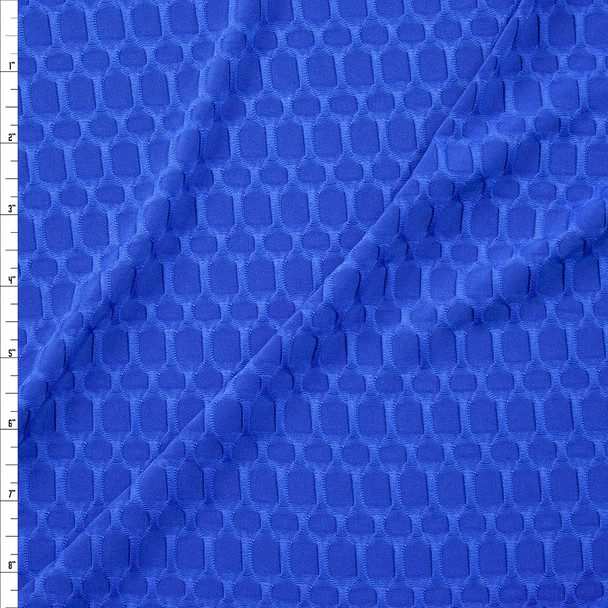 Royal Blue Honeycomb Textured Midweight Athletic Spandex Fabric By The Yard