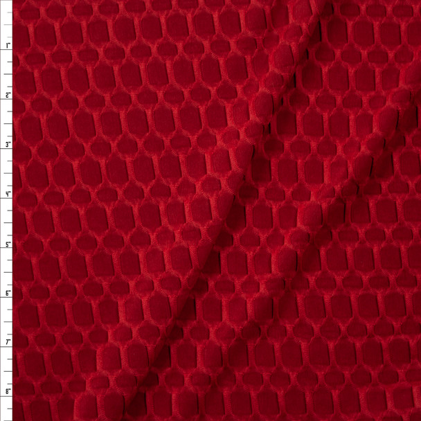 Burgundy Honeycomb Textured Midweight Athletic Spandex Fabric By The Yard