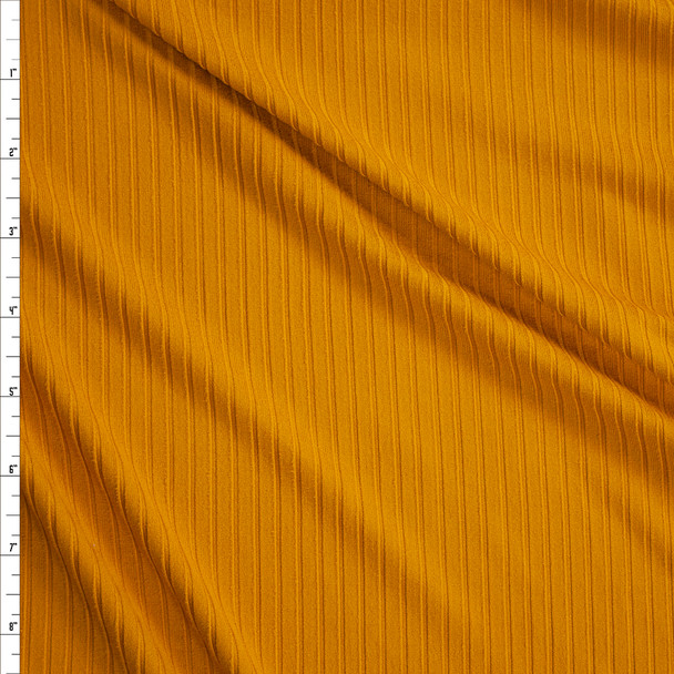 Mustard Brushed Stretch Rib Knit Fabric By The Yard