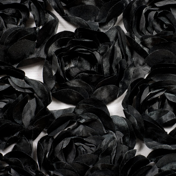 Large Black Rosette Fabric