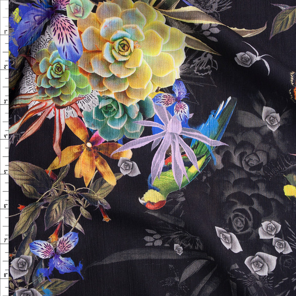 Kyoto Rayon Yoryu Black Lightweight Rayon Gauze Fabric By The Yard