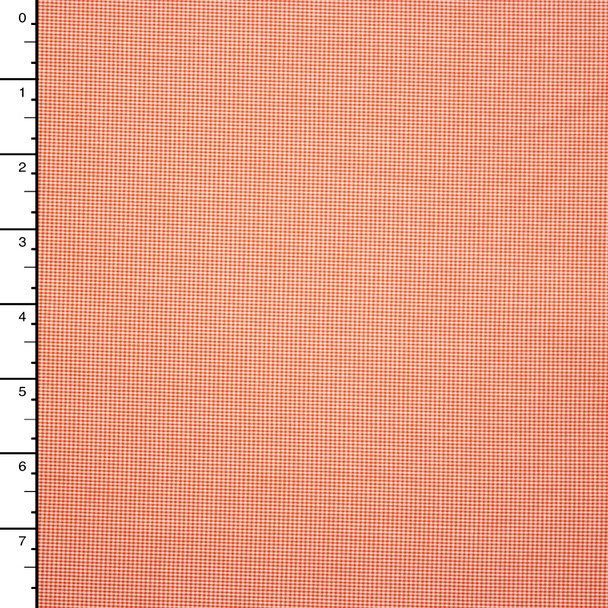 Orange and White Micro Plaid Designer Fine Cotton Shirting Fabric By The Yard