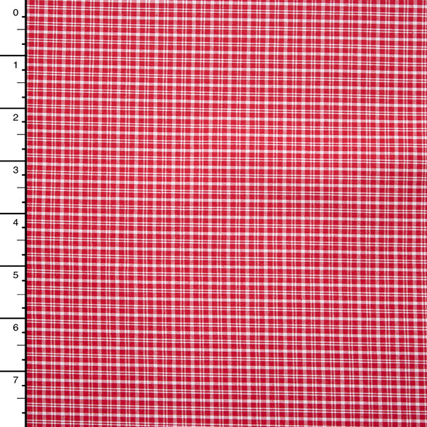 Red and White Plaid Designer Fine Cotton Shirting Fabric By The Yard