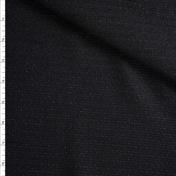 Sparkle Black Textured Poly Bouclé Suiting Fabric By The Yard