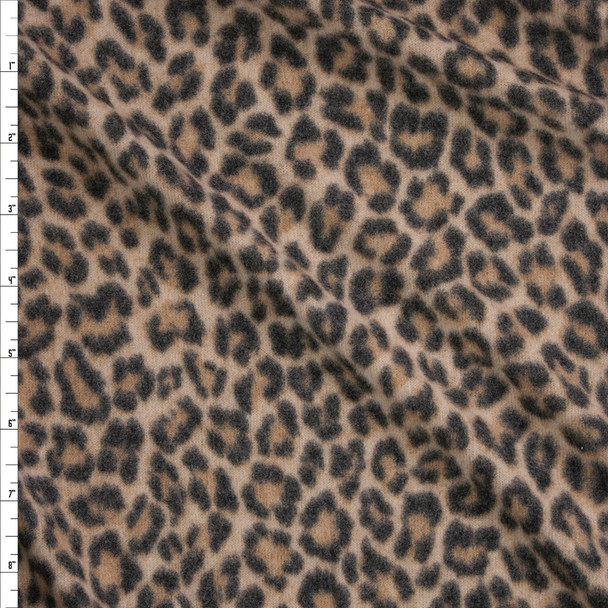 Leopard Print Brushed Hacci Knit Fabric By The Yard