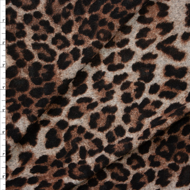 Leopard Print Designer Hacci Knit Fabric By The Yard