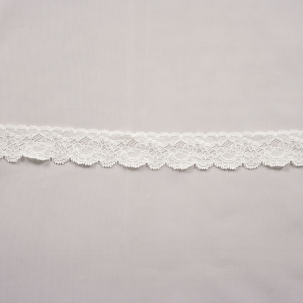 1" Offwhite Designer Stretch Lace Trim from ‘Hanky Panky’ Fabric By The Yard