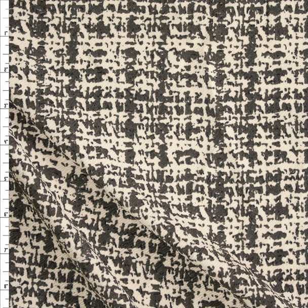 Grey and Ivory Tweed Look Crepe Textured Liverpool Fabric By The Yard
