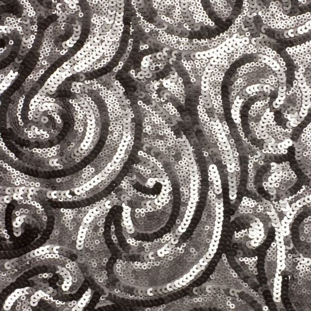 Taupe Swirling Pattern Sequin Fabric