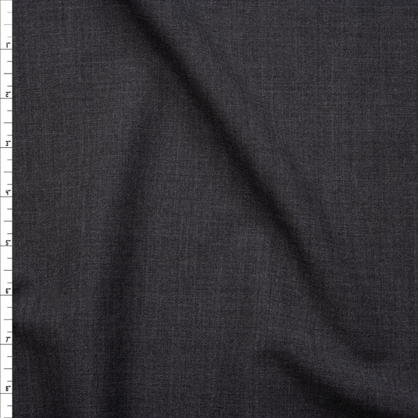 Charcoal Heather Designer Stretch Wool Blend Suiting Fabric By The Yard