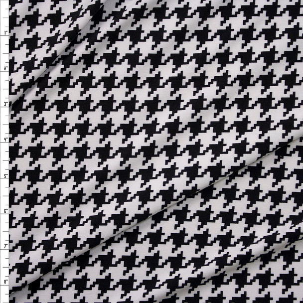 Black and White Houndstooth Double Brushed Poly/Spandex Fabric By The Yard