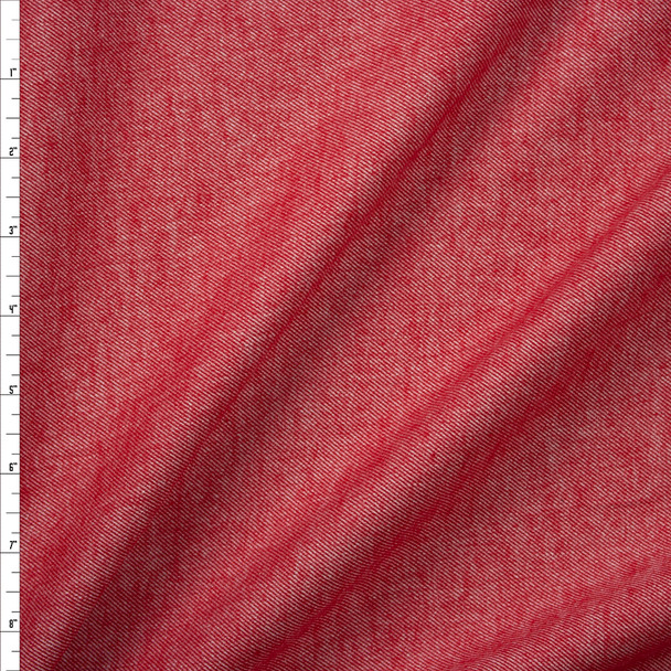Red Denim Look Flannel Fabric By The Yard