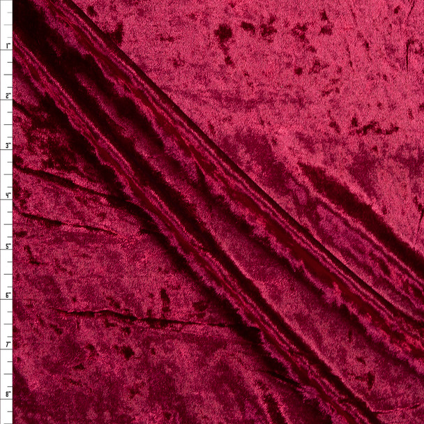 Burgundy Crushed Stretch Velvet Fabric By The Yard