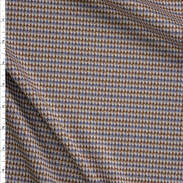 Tan, Camel, and Slate Houndstooth Double Sweater Knit Fabric By The Yard