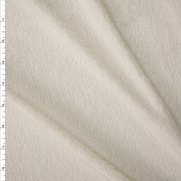 Ivory Fuzzy Stretch Knit Fabric By The Yard