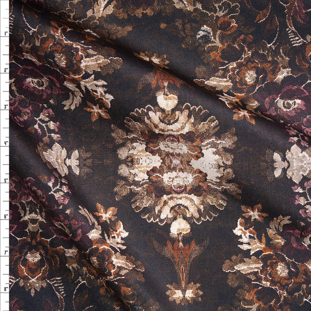 Dark Jaquard-Look Floral Designer Stretch Sateen from ‘7 for All Mankind’ Fabric By The Yard