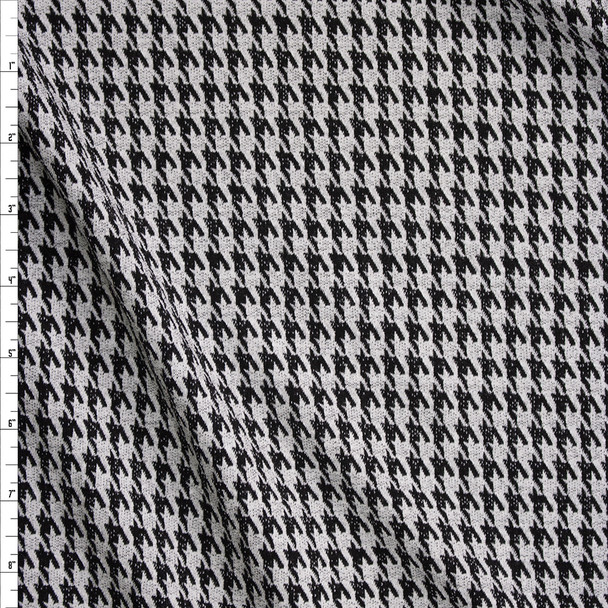 Grey and Black Houndstooth Designer Double Knit Fabric By The Yard
