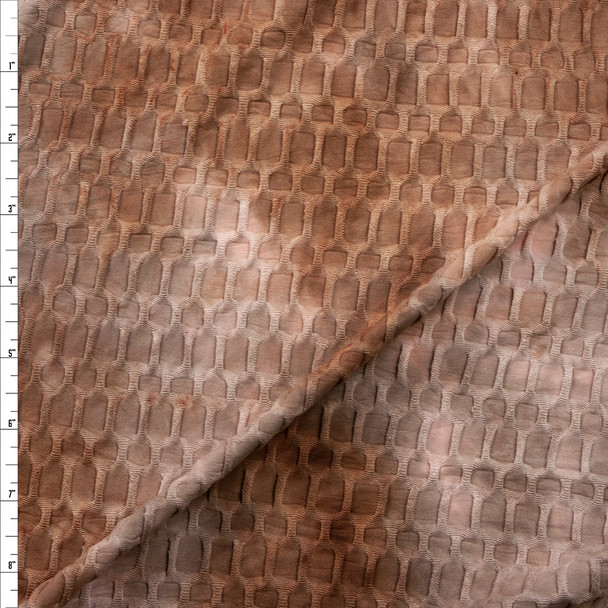 Brown, Tan, and Khaki Tie Dye Stretch Honeycomb Lycra Fabric By The Yard