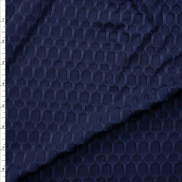 Navy Stretch Honeycomb Lycra Fabric By The Yard