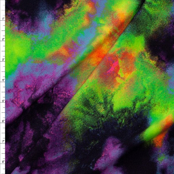 Vibrant Neon Heat Map Clouds Stretch Double Brushed Poly/Spandex Knit Fabric By The Yard
