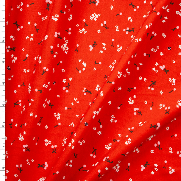 Cheery Blossom Ladybug Stretch Cotton Jersey from Robert Kaufman Fabric By The Yard
