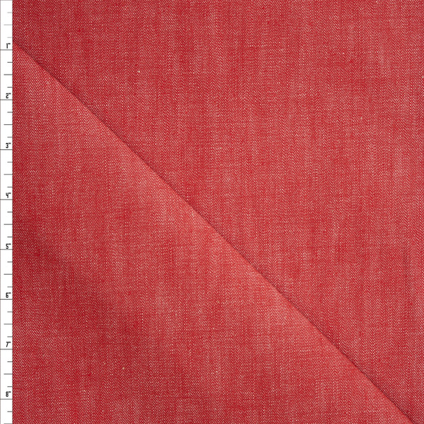 Red Designer Denim Fabric By The Yard