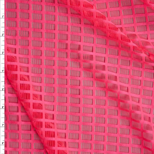 Neon Pink Designer Rectangle Lace Fabric By The Yard