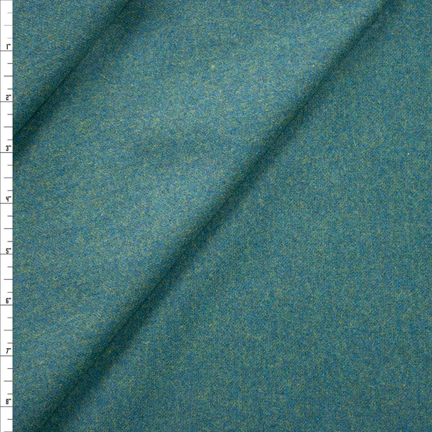 Teal Heather Lighter Weight Brushed Wool Coating Fabric By The Yard