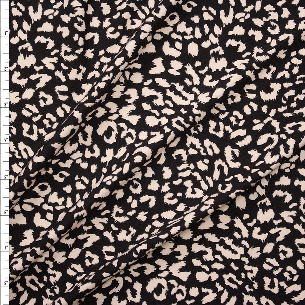 Ivory and Black Cheetah Print Stretch Jersey Knit Fabric By The Yard