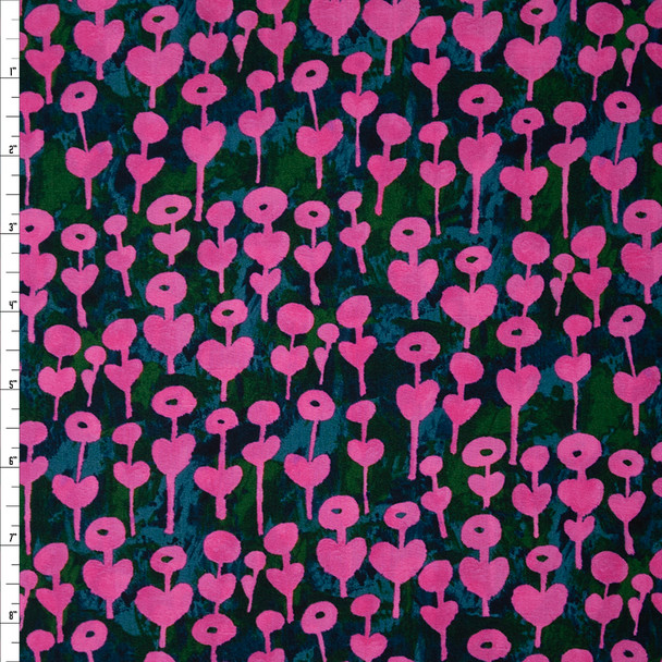 Once Upon a Time Love Flower in Rose Rayon Challis from Cotton + Steel Fabric By The Yard