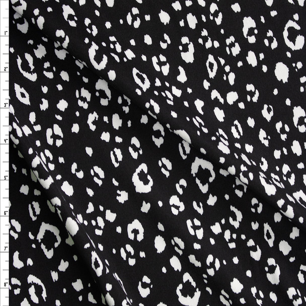 Black and White Cheetah Print Double Brushed Poly by Mook Fabrics Fabric By The Yard