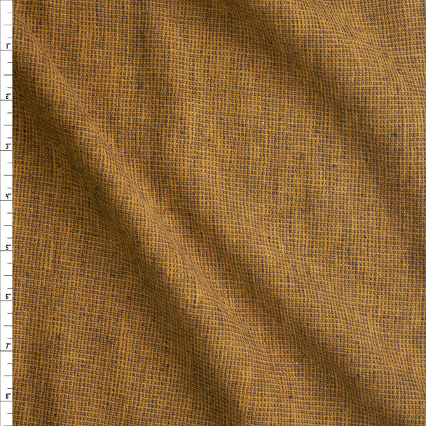 Dark Mustard Rustic Woven Yarn Dyed Brushed Cotton Fabric By The Yard