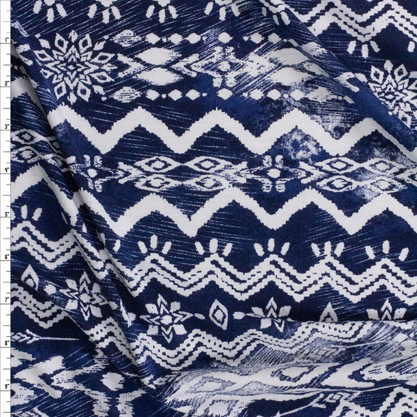 Horizontal Snowflake Stripe Triblend Jersey Knit Fabric By The Yard