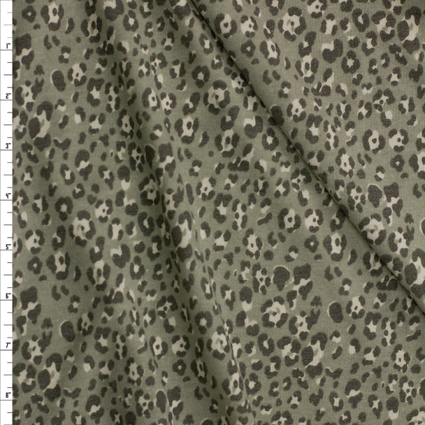 Sage, Beige, and Mocha Cheetah French Terry from Robert Kaufman Fabric By The Yard