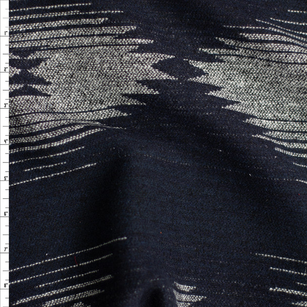 Navy and Grey Southwestern Motif  Brushed Coating from Telio Fabric By The Yard