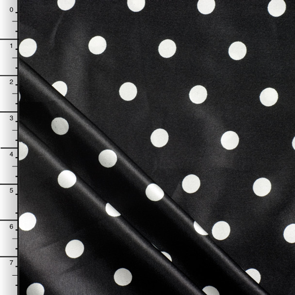 Black and White Polka Dot Charmeuse Satin Print