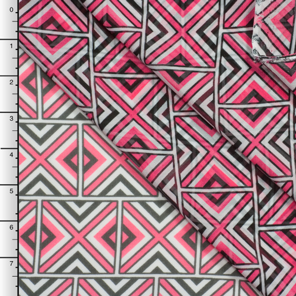 Hot Pink Geometric Tribal Chiffon Print