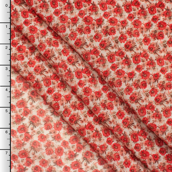 Red and Coral Mini Floral Chiffon Print