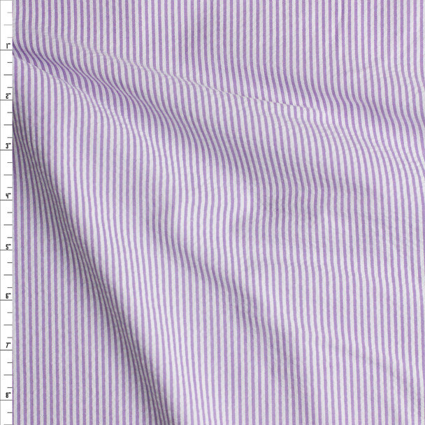 Lavender and White Vertical Stripe Seersucker #26313 Fabric By The Yard