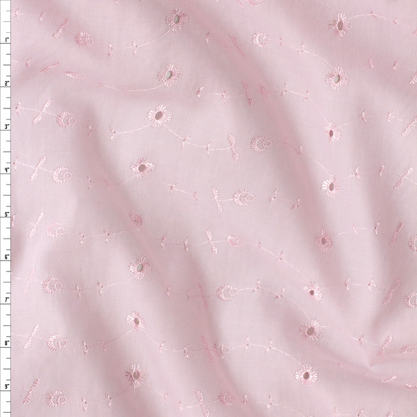 Pink Waving Floral Cotton Eyelet #26464 Fabric By The Yard