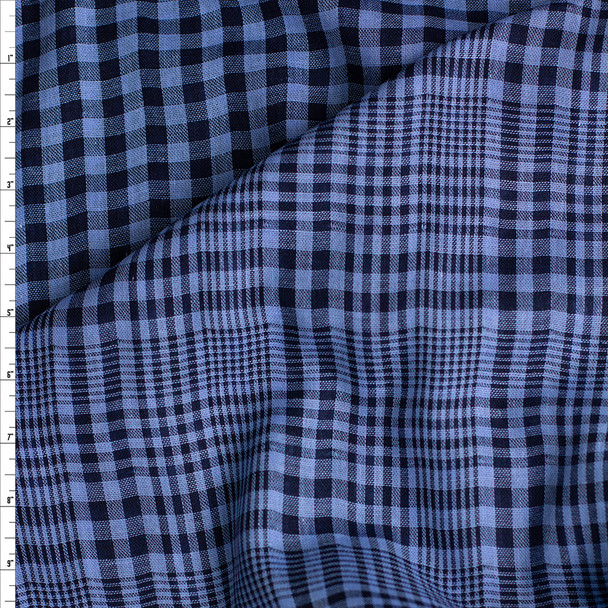 Blue and Black Plaid Reversible Double Gauze #26656 Fabric By The Yard