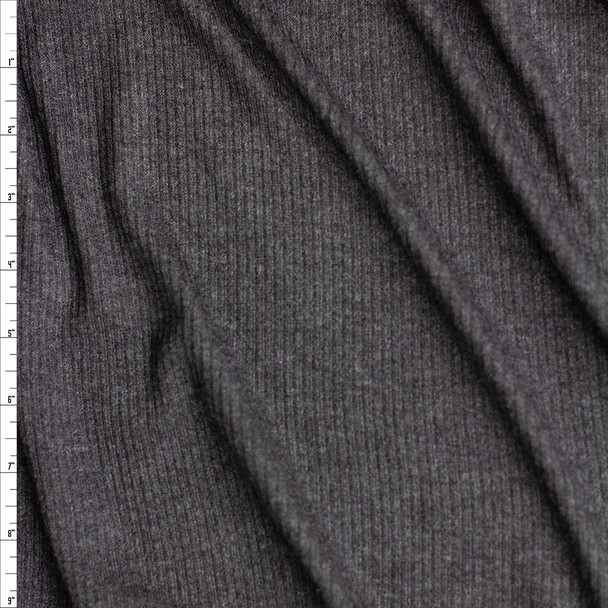 Charcoal Brushed Rayon Rib Knit Fabric By The Yard
