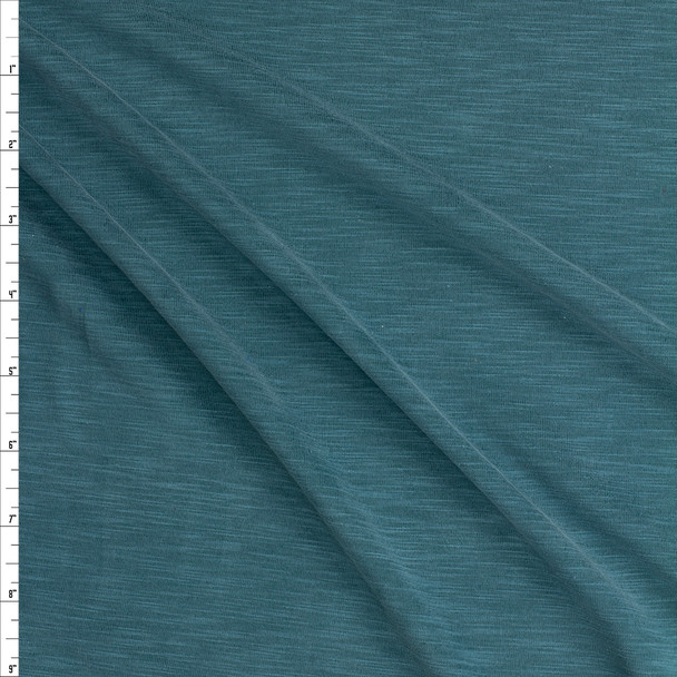 Teal Sand Washed Slubbed Poly/Modal Knit Fabric By The Yard