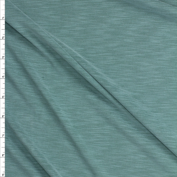 Moss Green Sand Washed Slubbed Poly/Modal Knit Fabric By The Yard