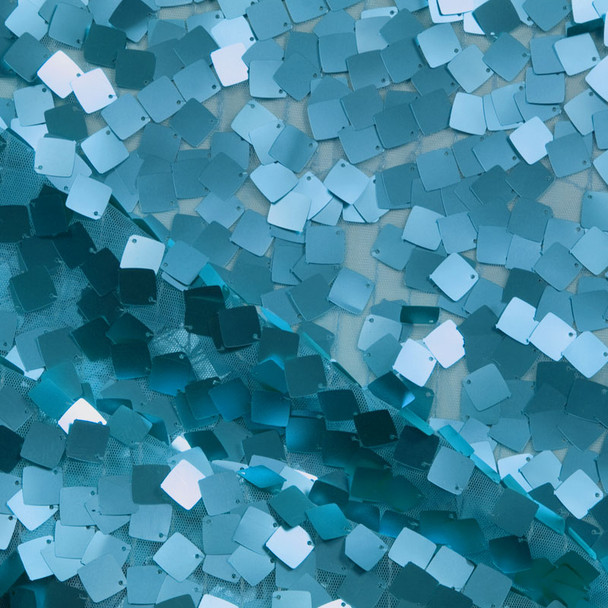 Turquoise Dangling Square Sequin Fabric